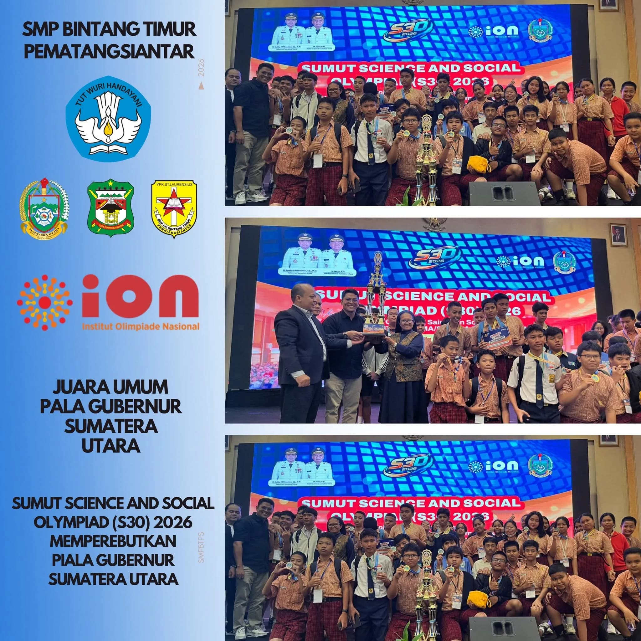 Juara Umum pada Sumut Science and Social Olympiad (S3O) 2026 Piala Gubernur Sumatera Utara 2
