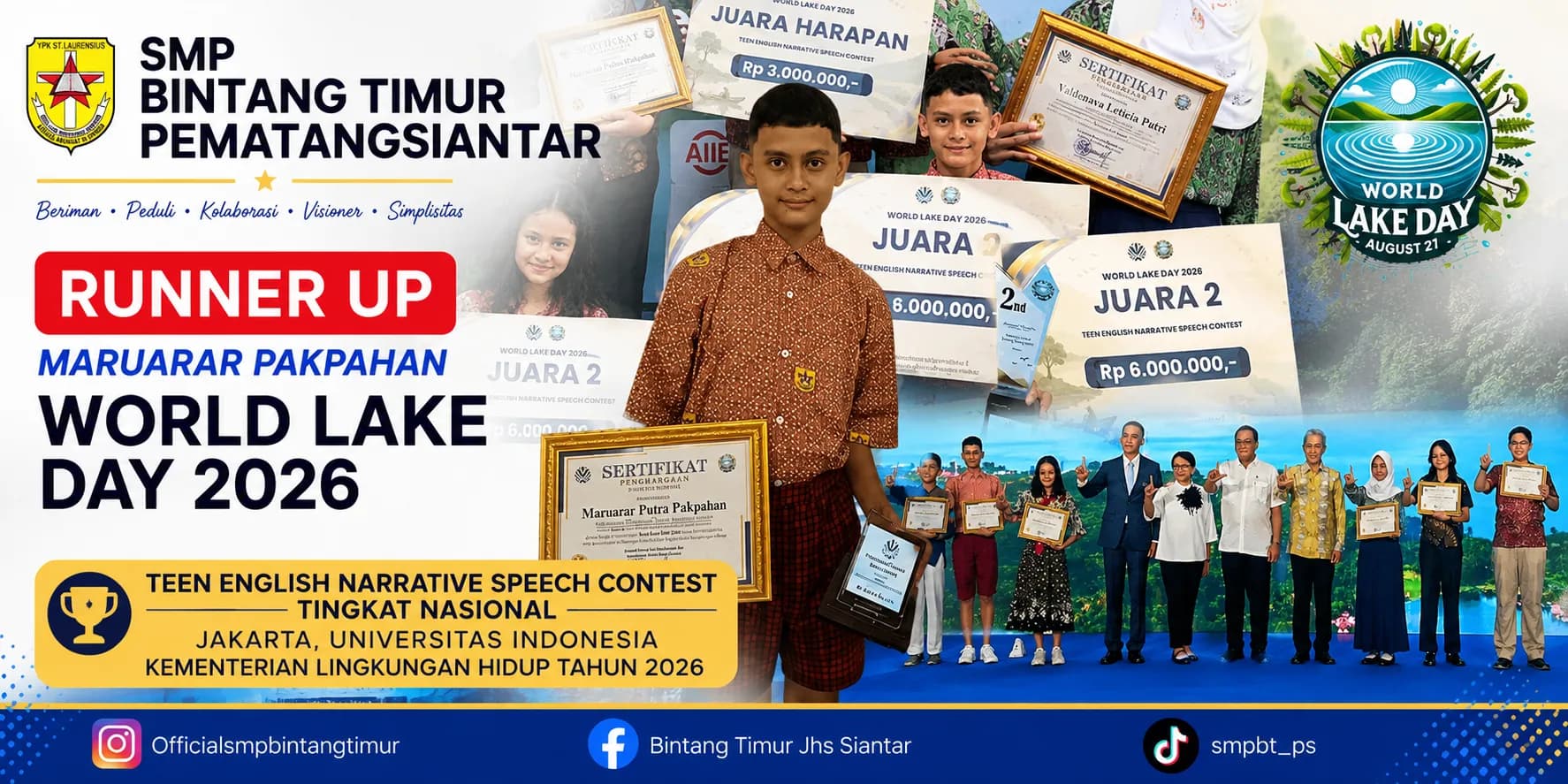 Teen English Narrative Speech Contest – World Lake Day 2026
