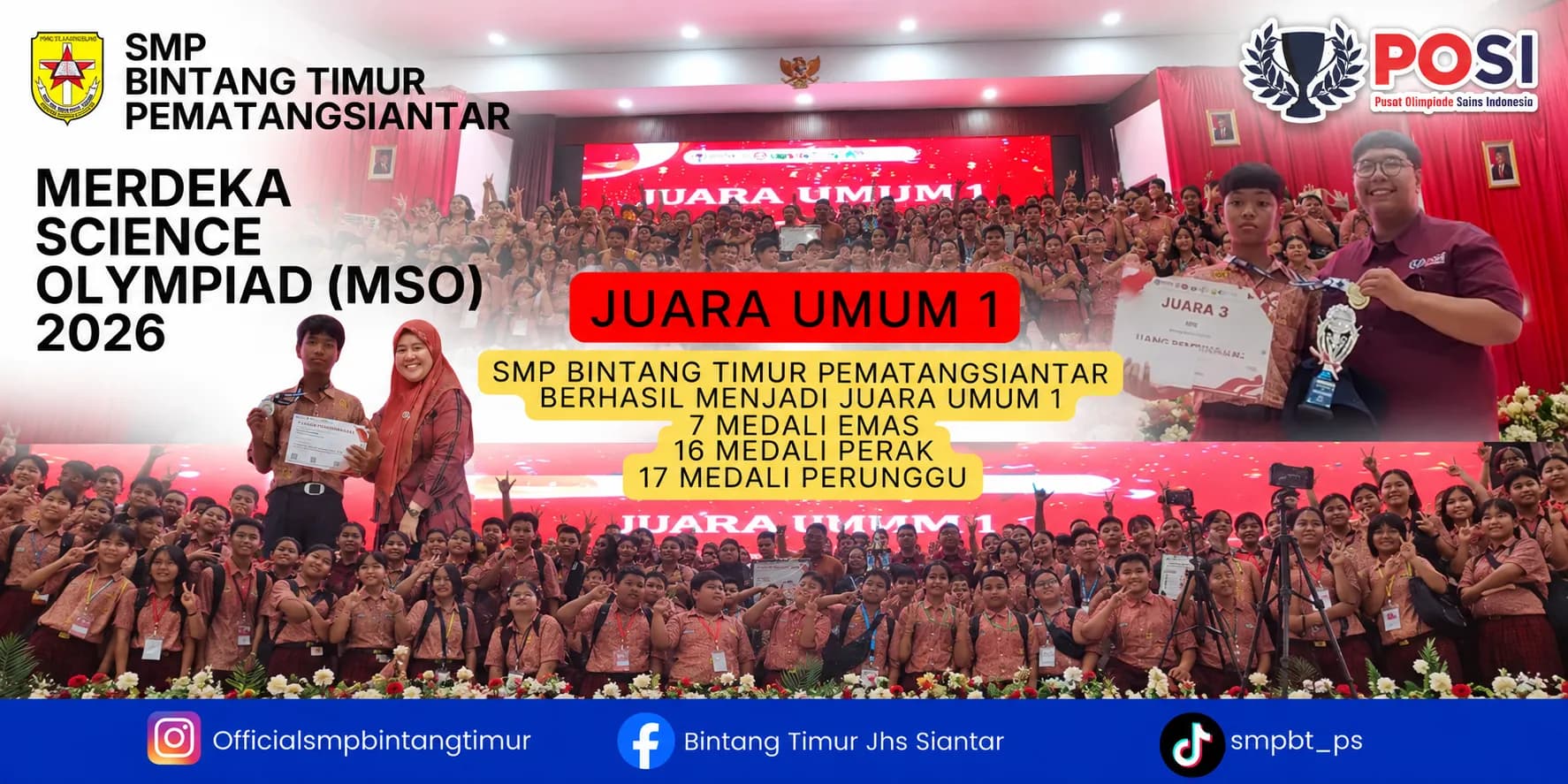 SMP Bintang Timur Pematangsiantar Raih Juara Umum 1 Merdeka Science Olympiad 2026
