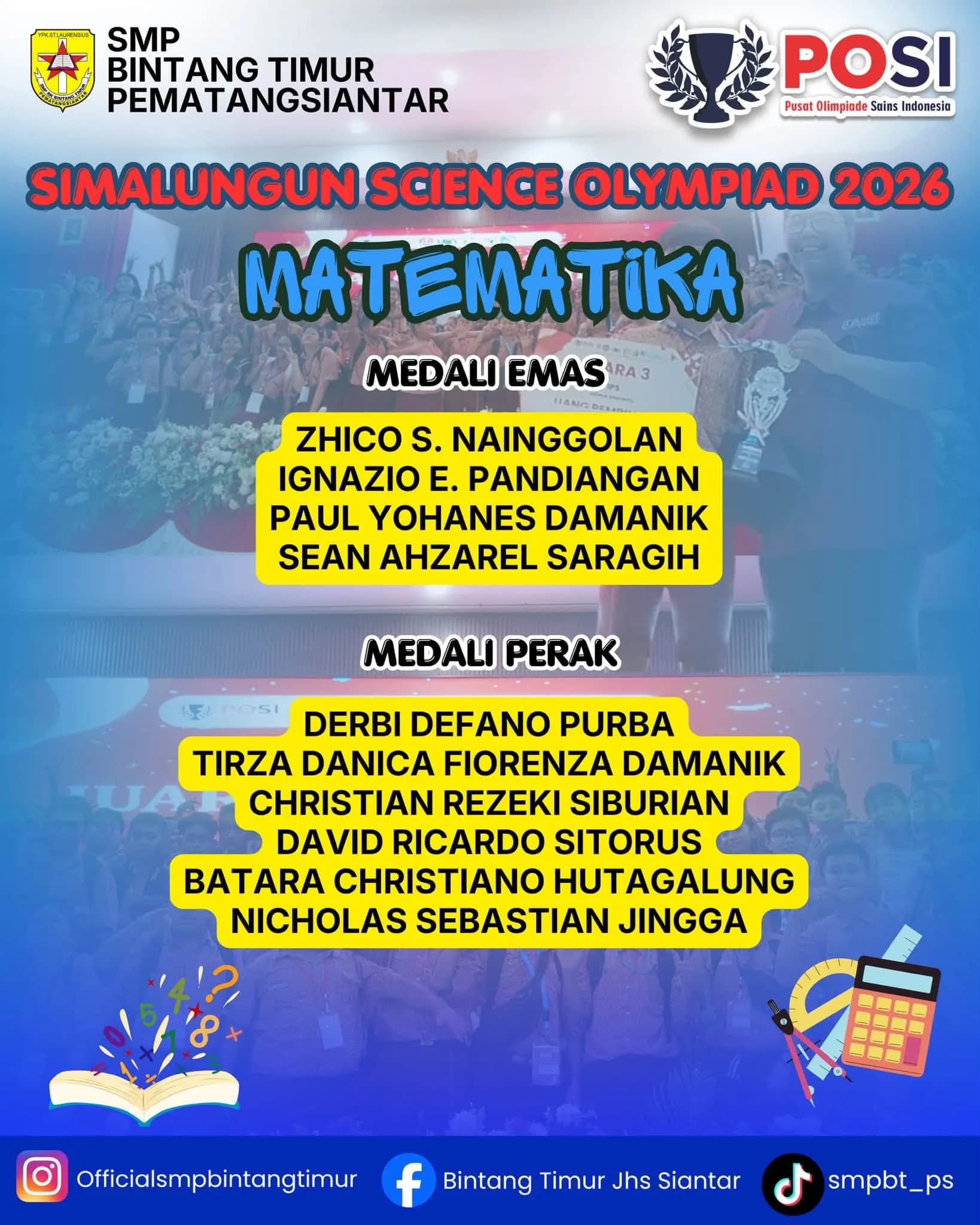 104 Medali! SMP Bintang Timur Pematangsiantar Raih Juara Umum 1 Simalungun Science Olympiad 2026 2