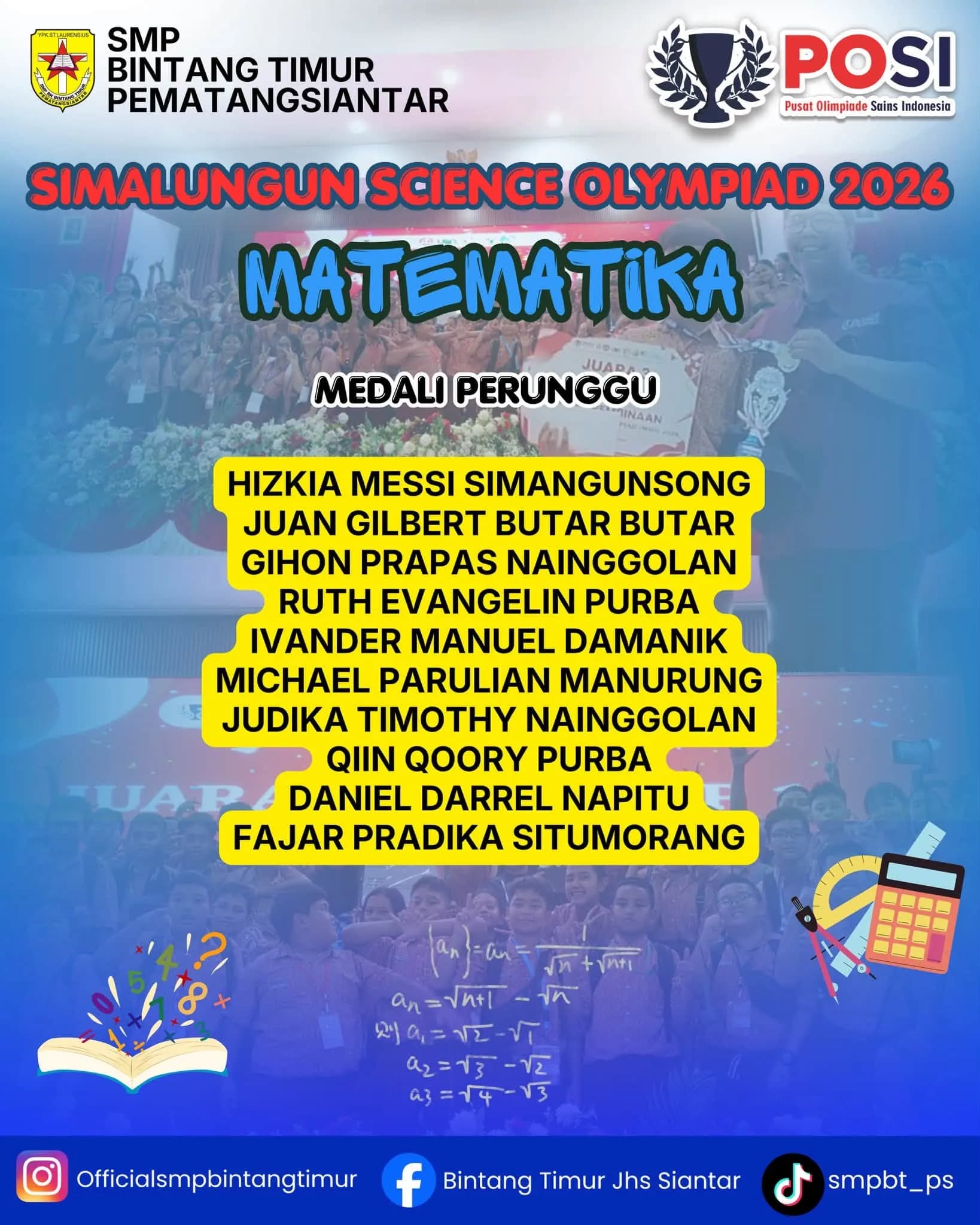 104 Medali! SMP Bintang Timur Pematangsiantar Raih Juara Umum 1 Simalungun Science Olympiad 2026 3