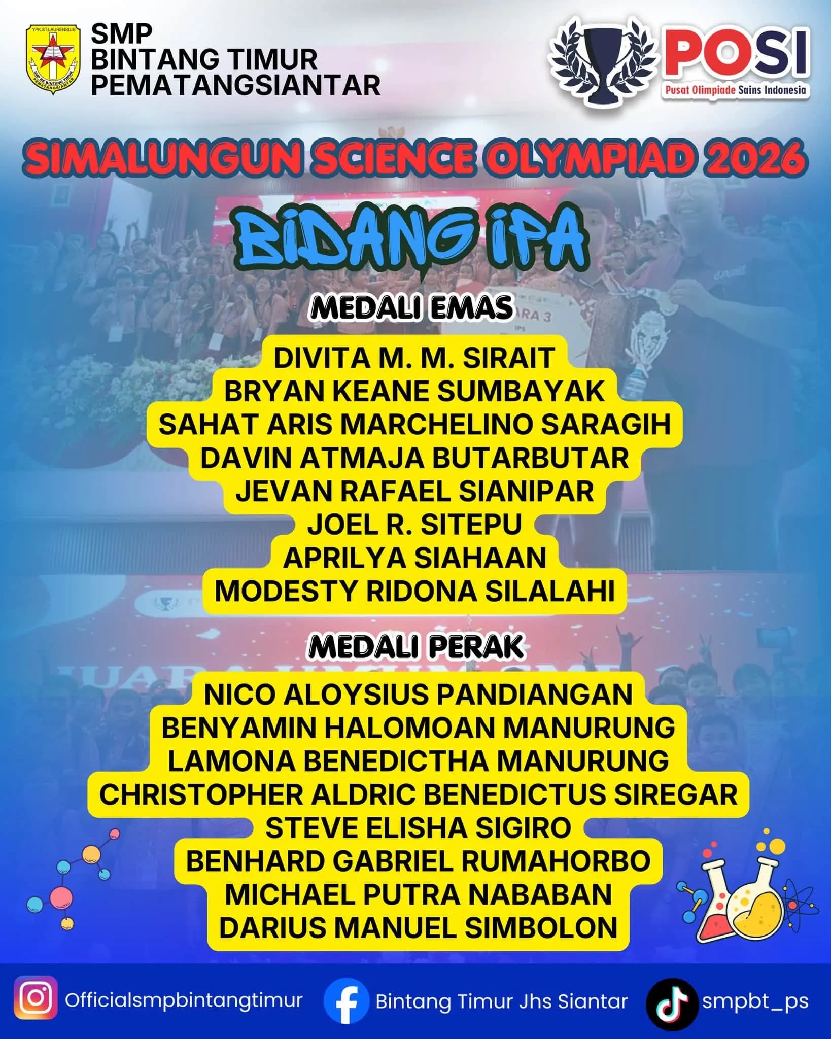 104 Medali! SMP Bintang Timur Pematangsiantar Raih Juara Umum 1 Simalungun Science Olympiad 2026 6