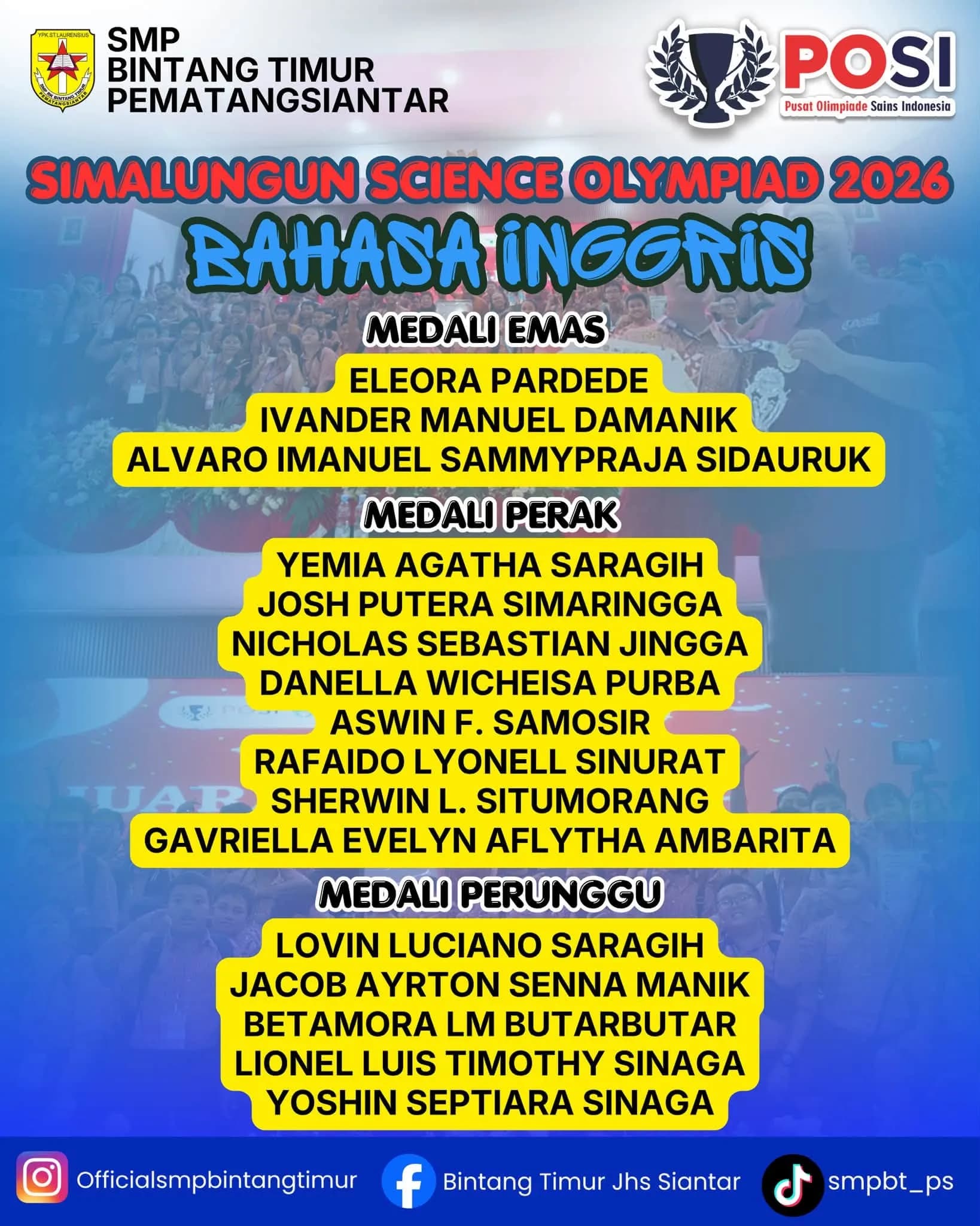104 Medali! SMP Bintang Timur Pematangsiantar Raih Juara Umum 1 Simalungun Science Olympiad 2026 8