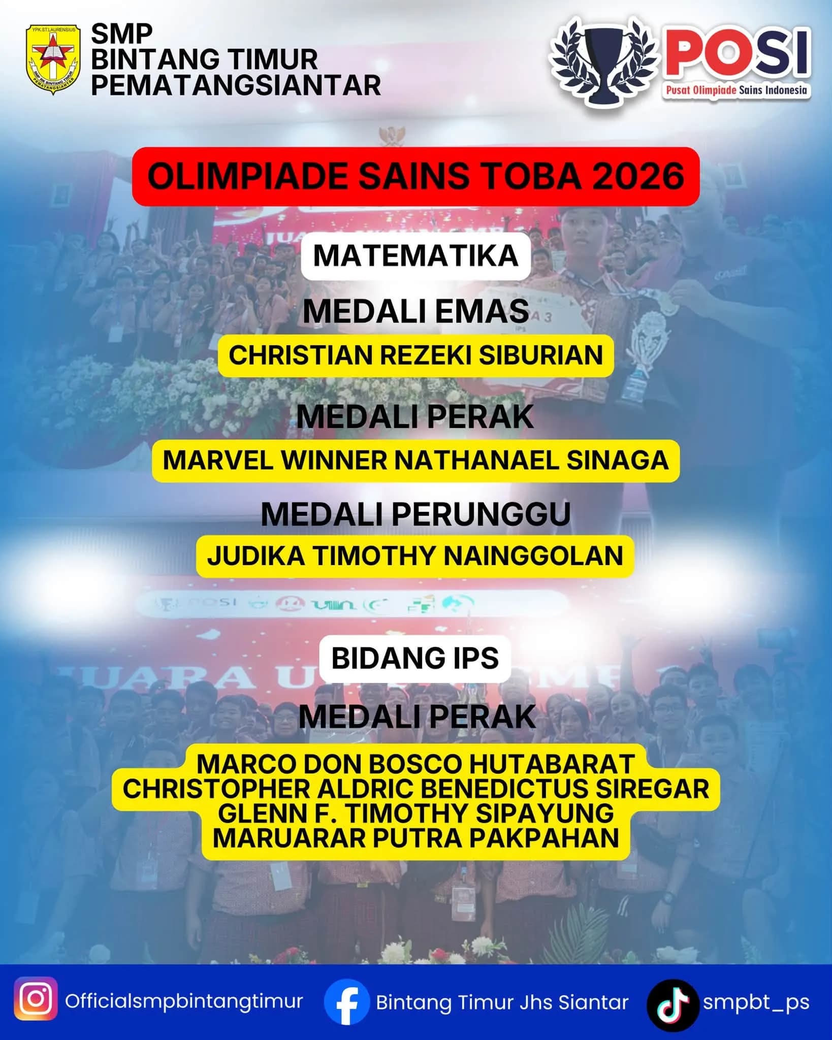 14 Medali dari Olimpiade Sains TOBA 2026, Bintang Timur Kembali Torehkan Prestasi 2