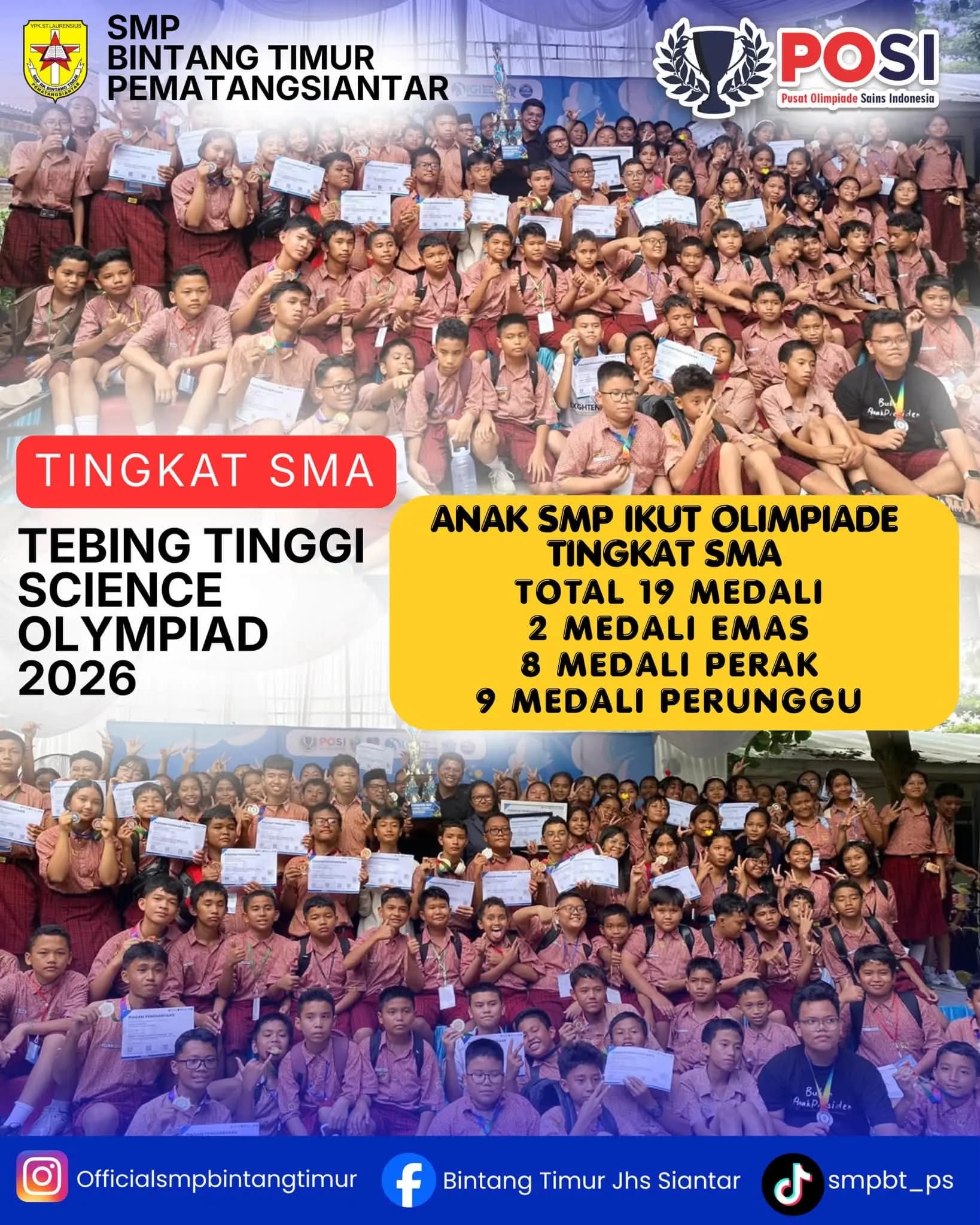 Tantang Diri di Kategori SMA, Siswa Bintang Timur Raih 18 Medali di Tebing Tinggi SO 2026
