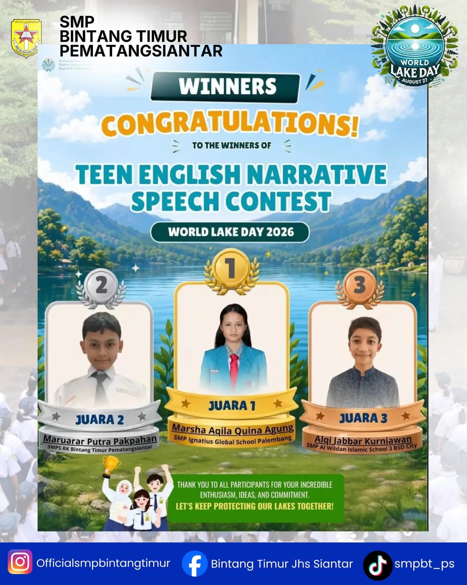 Teen English Narrative Speech Contest – World Lake Day 2026 4